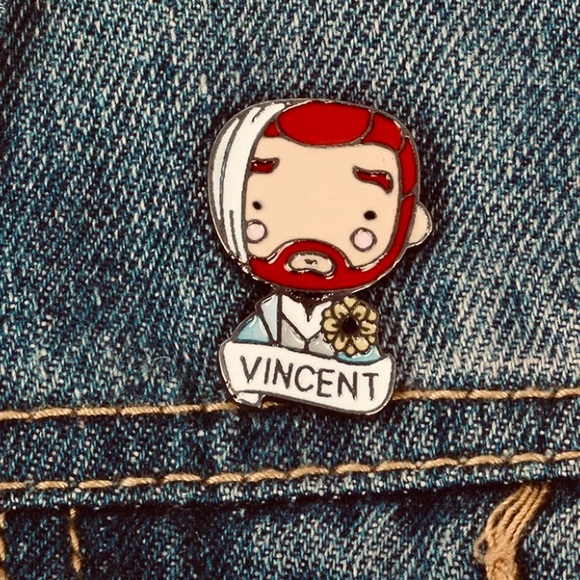 Vincent Metal Enamel Pin Art NWOT Artist - Picture 5 of 5